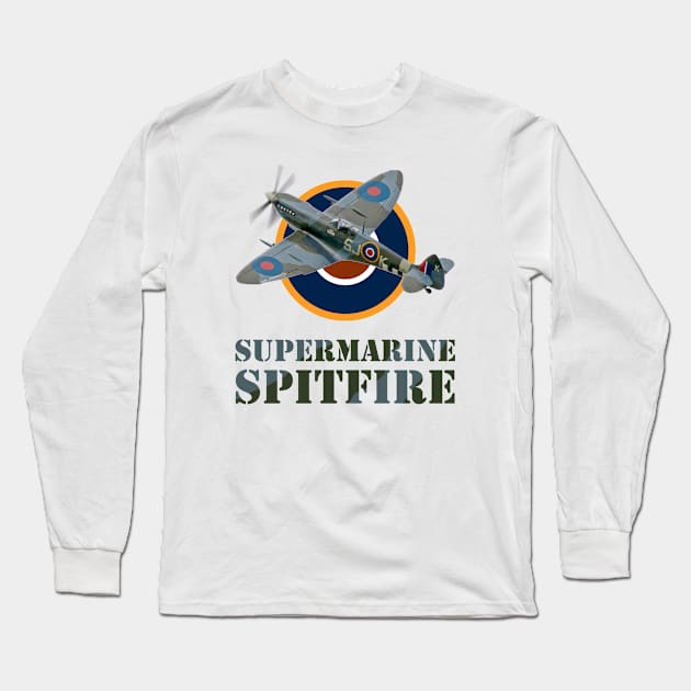 Supermarine Spitfire and Roundel Long Sleeve T-Shirt by SteveHClark